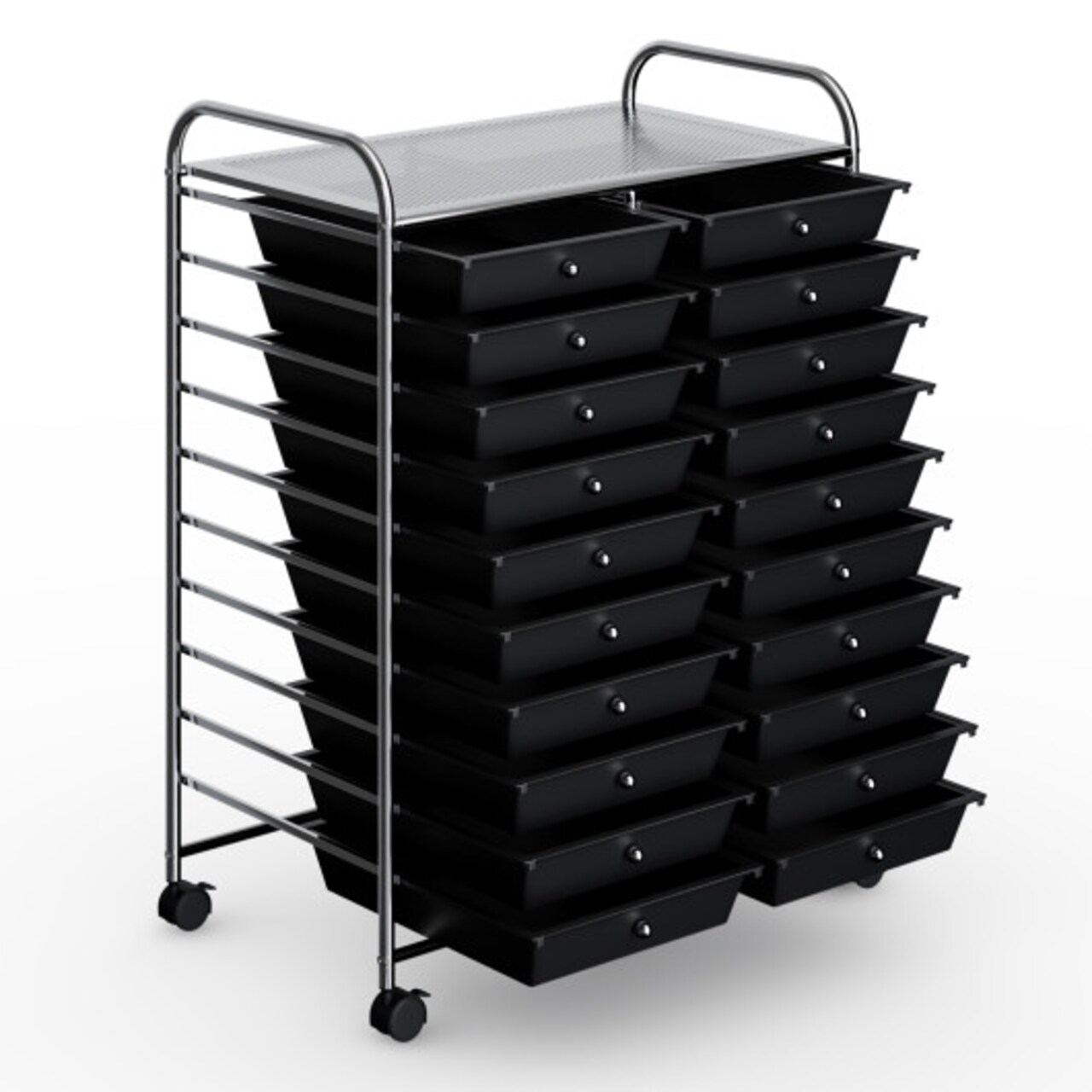 20-Drawer Mobile Storage Organizer Cart with Brake Wheels and Steel Frame for Home or Office Use